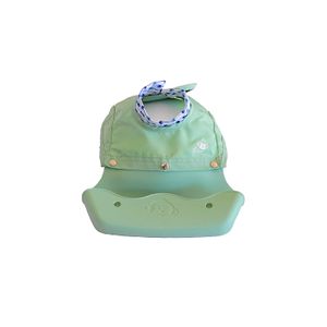 Suave babero de cuello alto respetuoso con el medio ambiente. BPA, látex, sin plomo con taza de silicona 100% de grado alimenticio para bebés, niños y