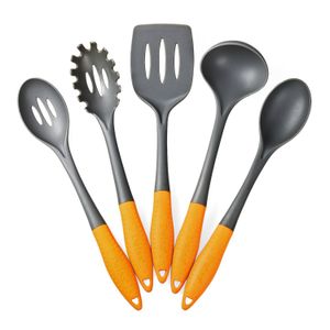 Deiss ART Juego de utensilios de nailon de 5 piezas: cucharón de sopa, espagueti, cuchara de servir, cuchara de servir, cuchara de servir, cuchara de
