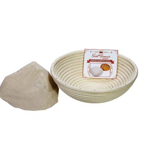 Cesta de banneton redonda con forro (10 x 4 pulgadas) – cesta perfecta a prueba de brotes para hacer hermoso pan