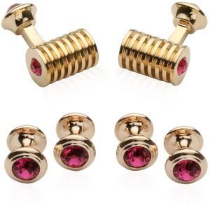 Barril de vidrio conjunto formal Gemelos Studs por Cuff-Daddy, latón rodiado, CD-1581