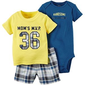 Juego de pañal Carters Baby Boys para madres amarillas MVP y plaid
