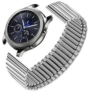 Gear S3 Bandas, correa de acero inoxidable elástico 0.866 in para Samsung Classic/Frontie Gear S3 Galaxy Watch 1.811 in acero inoxidable elástico relo