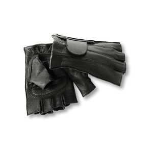 Interestatal Fingerless Guantes unisex de piel, Negro