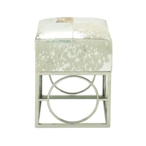 Deco 79 95942 Taburete de acero inoxidable piel Ocultar Plata, 16" x 22"
