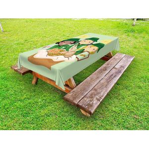 Mantel de exterior Lunarable Girl Scouts, ilustración de las niñas con uniformes que venden varias galletas para el evento, decorativo, lavable, de pi