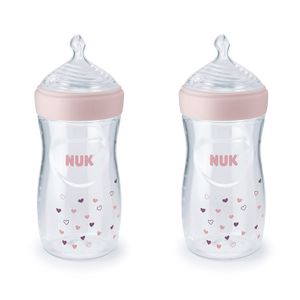 NUK Simply Natural biberones para bebé, varios colores, 9 oz, paquete de 2