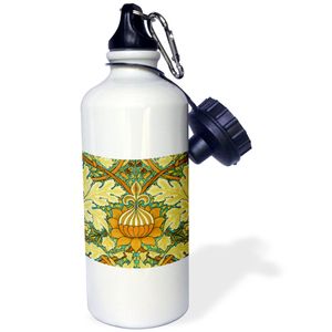 3dRose William Morris St James Chintz Deportes botella de agua, 21 oz, color blanco