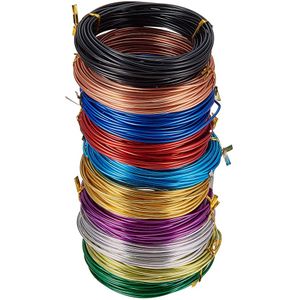 PandaHall Elite Paquete de 10 rollos de aluminio de varios colores calibre 15-20 para fabricar joyas. Rollo de alambre para cuentas de 65 pies.