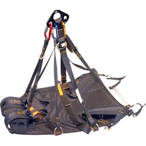 Fusion Super Ripper Zipline Arnés con placa Rigging y 3 carabiners, Black/Orange