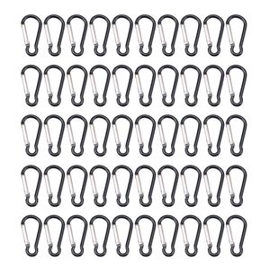 100 piezas mosquetón de aluminio Clip de resorte gancho llavero hebilla paquete para Camping senderismo RV pesca mochila de viaje botella, negro