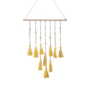 WINOMO macramé para colgar en la pared Tapiz tela tapiz bohemio geométrico arte de la pared decoración 24.4 x 17.7 inch (amarillo)