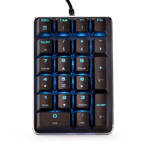 Qisan GATERON teclado mecánico numérico con interruptor Brown, con cable, teclado numérico con retroiluminación azul hielo, miniteclado para juegos de