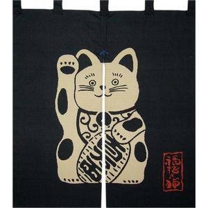 Fabricado en Japón índigo teñido meneki Neko noren cortina Tapestry