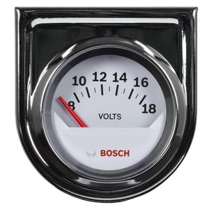 Bosch sp0 F000043 estilo Line 2" eléctrica voltímetro Gauge (Esfera Blanca Face, cromado Bisel)