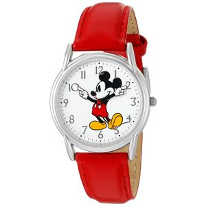 Disney "Mickey Mouse cuarzo reloj automático de metal de la mujer, color: rojo (Modelo: w002753)