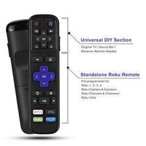 Universal IR Remote Replacement for Roku Streaming Player with 13 Extra Learning Buttons to Control TV Soundbar Receiver All in One (for Roku 1 2 3 4
