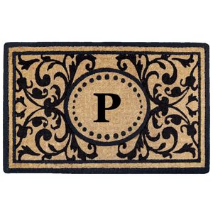 Creative Acentos Heavy Duty Heritage Coco Mat, P, con el monograma 18 x 30"