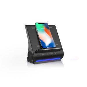 Azpen dockall D100 – QI Wireless Estación de carga con múltiples Puertos USB + Sistema de altavoz bluetooth