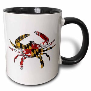 evadane – Signs – Maryland bandera de cangrejo. – Tazas, Negro/Blanco