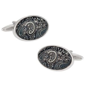 Paisley Gemelos en Negro Gemelos de Cuff-Daddy, Plateado
