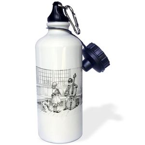 Florene – Victorian – Imagen De Boy Jugar Cello mientras niña y perro Look On – 21 oz deportes botella de agua (WB _ _ _ _ _ _ _ _ _ _ 174621 _ _ _ _