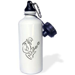 3dRose WB _ _ _ _ _ _ _ _ _ _ 177548 _ _ _ _ _ _ _ _ _ _ 1 " Bass Jugador Outline macho, color negro "Deportes botella de agua, 21 oz, color blanco