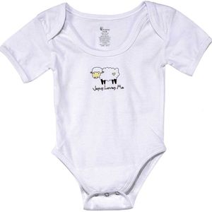 Little Lamb Corazón Jesus Loves Me sobre blanco todos los cierre bebé Onesie Algodón Un Tamaño De 6 – 12 meses