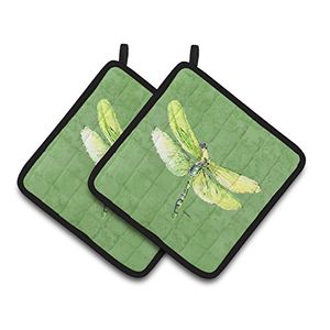 Tesoros de la caroline dragonfly en avacado par de pot titulares 8864pthd 75hx75 w multicolor