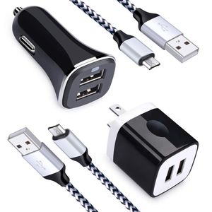 Cable de carga Android, FiveBox Micro USB Cargador, 06-negro