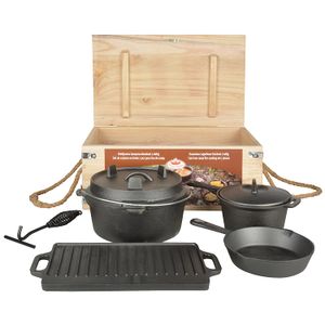Esschert Design ff240 7 pieza Horno holandés Set de cocción, pequeña a mediana), color negro