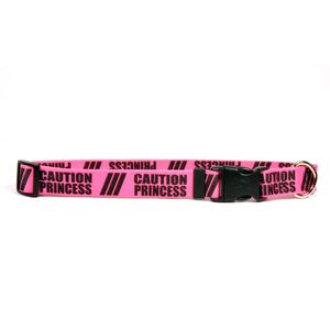 Amarillo diseño de perro 1" Caution Princesa Perro Cuello 3/4" Amplia y cabe en el cuello 14 a 20," Medium