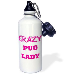 3dRose WB _ _ _ _ _ _ _ _ _ _ 175244 _ _ _ _ _ _ _ _ _ _ 1 " Crazy Carlino Lady "El Deporte botella de agua, 21 oz, color blanco