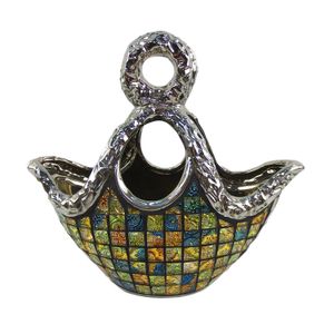 Unique cerámica & vidrio cartera Floral Jarrones decorativos, 11 3/4" x 5.5" x 10,5" (H) dmcv006
