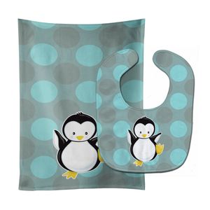 Caroline 's Treasures pingüino en lunares babero & Paños para bebés, Multicolor, Grande