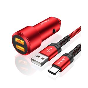 JSAUX Cargador de coche compatible con Samsung Galaxy S9/S9 Plus/S8/S8 Plus/Note 9/8-3A Dual Quick Charge 3.0 Puertos 36 W Metal Fast USB Adaptador de