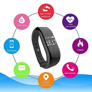 Fitness Tracker reloj – Dream peces V71 banda inteligente con paso Tracker Monitor de frecuencia cardíaca Smart deportes muñequeras, podómetro y monit