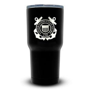 30 oz negro doble pared aislado al aspiradora taza US Coast Guard vaso de viaje de acero inoxidable