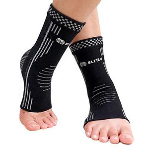 BLITZU # 1 tobillera de grado médico fascitis plantar calcetines de compresión, mejor manga de pie con soporte de arco, recuperación de lesiones, aliv