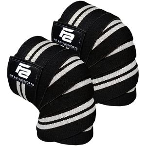 Fit Active Sports - Rodilleras para levantamiento de pesas, levantamiento de potencia, entrenamiento de gimnasio, entrenamiento en cruz, correas de ro