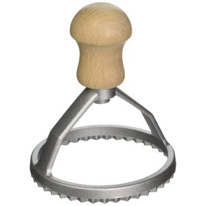 Eppicotispai aluminio Ronda Ravioles sello con mango de madera de haya, Plateado