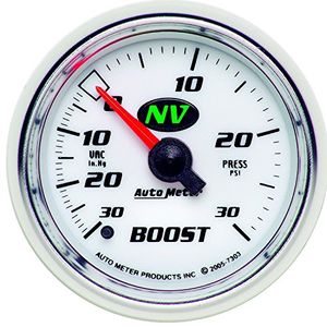 Auto Meter 7303 NV 2116 30 en Hg30 PSI Mechanical VacuumBoost Gauge