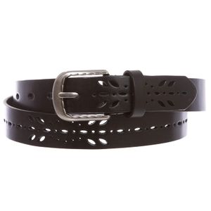 Vaquero para mujer de 1.102 in, piel de vaca perforada, estilo casual, de grano completo
