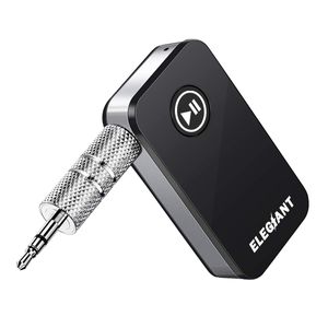 Bluetooth Receiver, ELEGIANT Car Kit Portable Wireless Audio Adapter 3.5mm Aux Stereo Output for Music Streaming Sound System, A2DP, Built-in Mic Hand