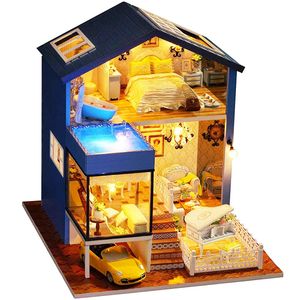 kisoy romántico y bonito Dollhouse miniatura DIY Kit de casa habitación regalo de bricolaje perfecto creativo para amigos, los amantes y familias (Sea