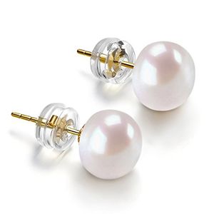 PAVOI 14K oro blanco cultivado agua dulce botón perla Stud pendientes - 5.5-6mm