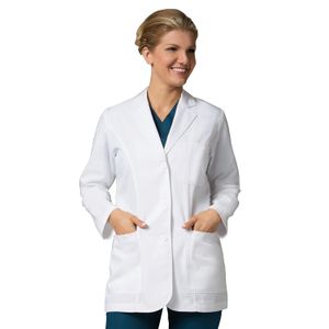 Lab abrigos por maevn Princess costura de sarga 30" de la mujer; Lab Coat, XL, Blanco