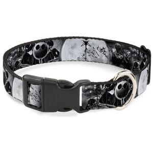 Buckle-Down Jack & Oogie Boogie Scenes Grays Disney Breakaway Plastic Clip Collar, Narrow-Large