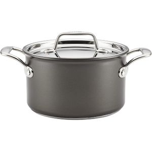 Breville Thermal Pro hard-anodized antiadherente 4 Quart Covered saucepot, Medio, Gray