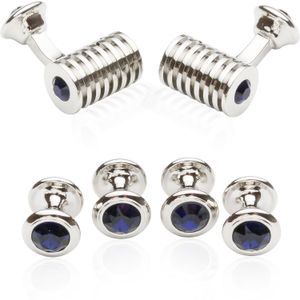 Barril de vidrio conjunto formal Gemelos Studs por Cuff-Daddy, latón rodiado, CD-1576
