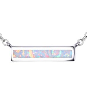 KELITCH - Collar con cadena de eslabones de piedra natal de octubre, diseño de ópalo